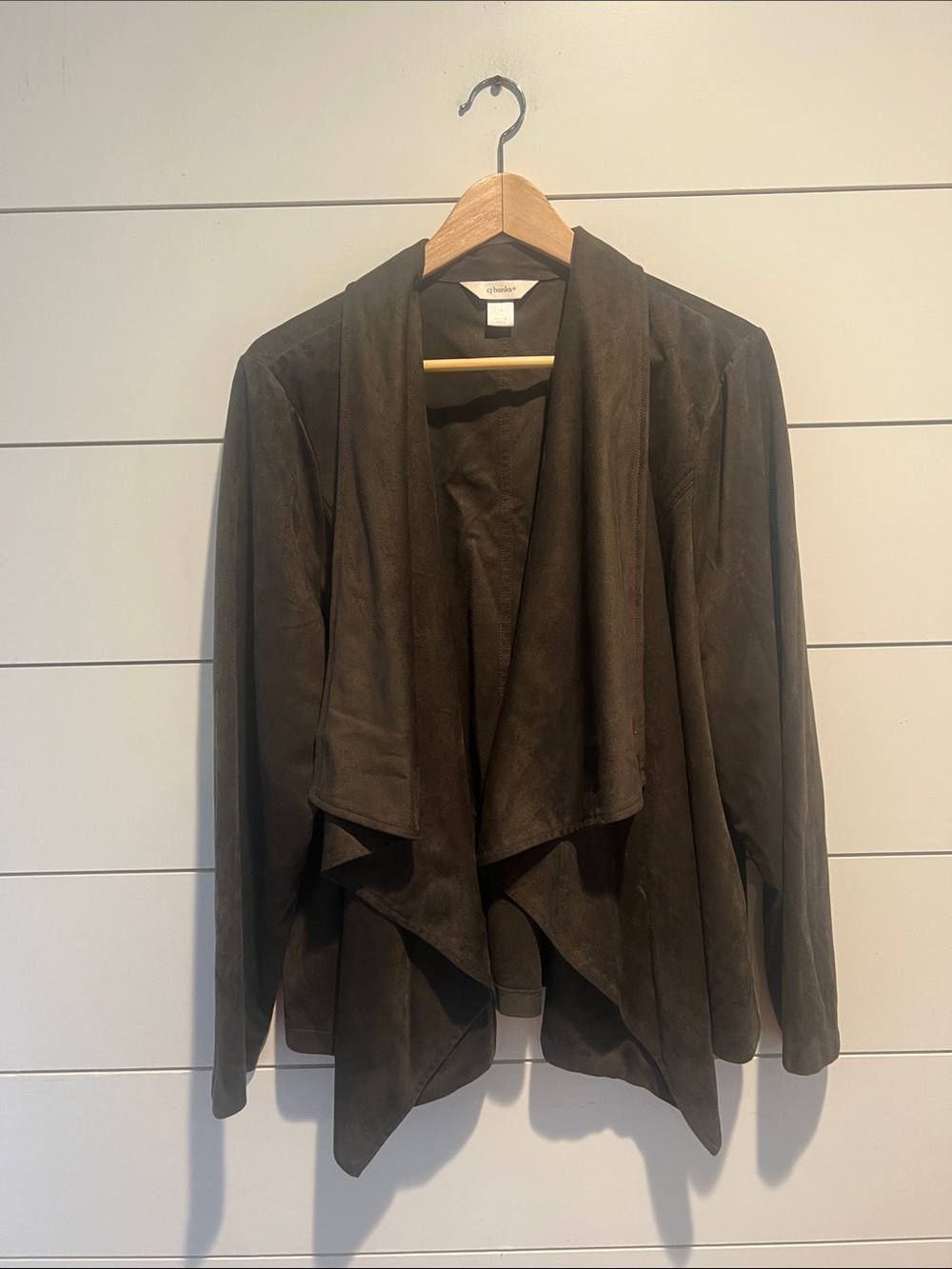 Draped Open-Front Women's Jacket suede Like - Dark Brown